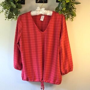 Women's Mauve Maroon Plaid Top